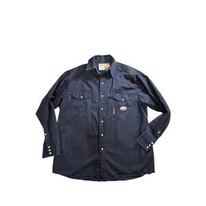 Rasco FR Flame Resistant Work Shirt XL Reg Navy Snap Western NFPA 2112